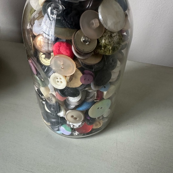 Antique buttons in pine mason jar - Picture 5 of 10